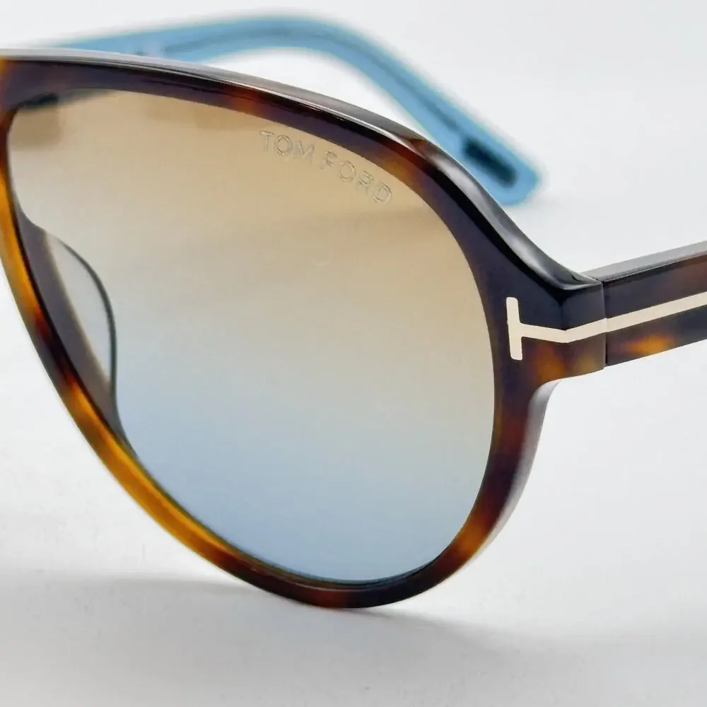 Tom Ford Sunglasses Quincy TF1080 53F Havana Aviator Brown Gradient Lens 59mm